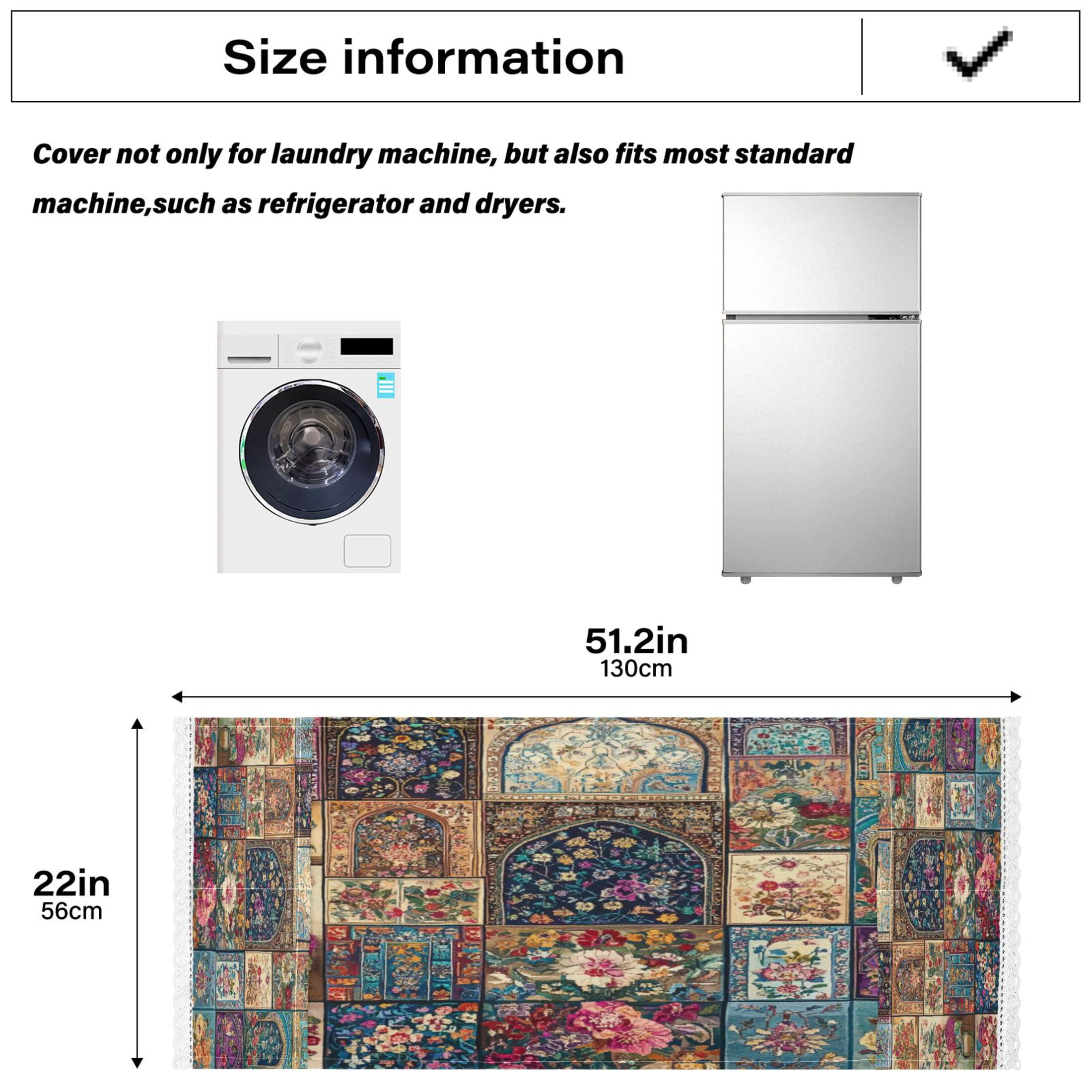 Different Cultural StylesWasher and Dryer Covers Dust-Proof and Oil Resistant Fridge Cover with 4 Storage Pockets Washing Machine Top Cover for Laundry Kitchen Home 51.2 x 22 In