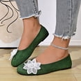 thumbnail image 6 of Miluxas Flats for Women Dressy Flowers Decorative Closed Toe Flats Comfortable Light Faux Suede Slip On Ballet Flats Green 9(42), 6 of 8