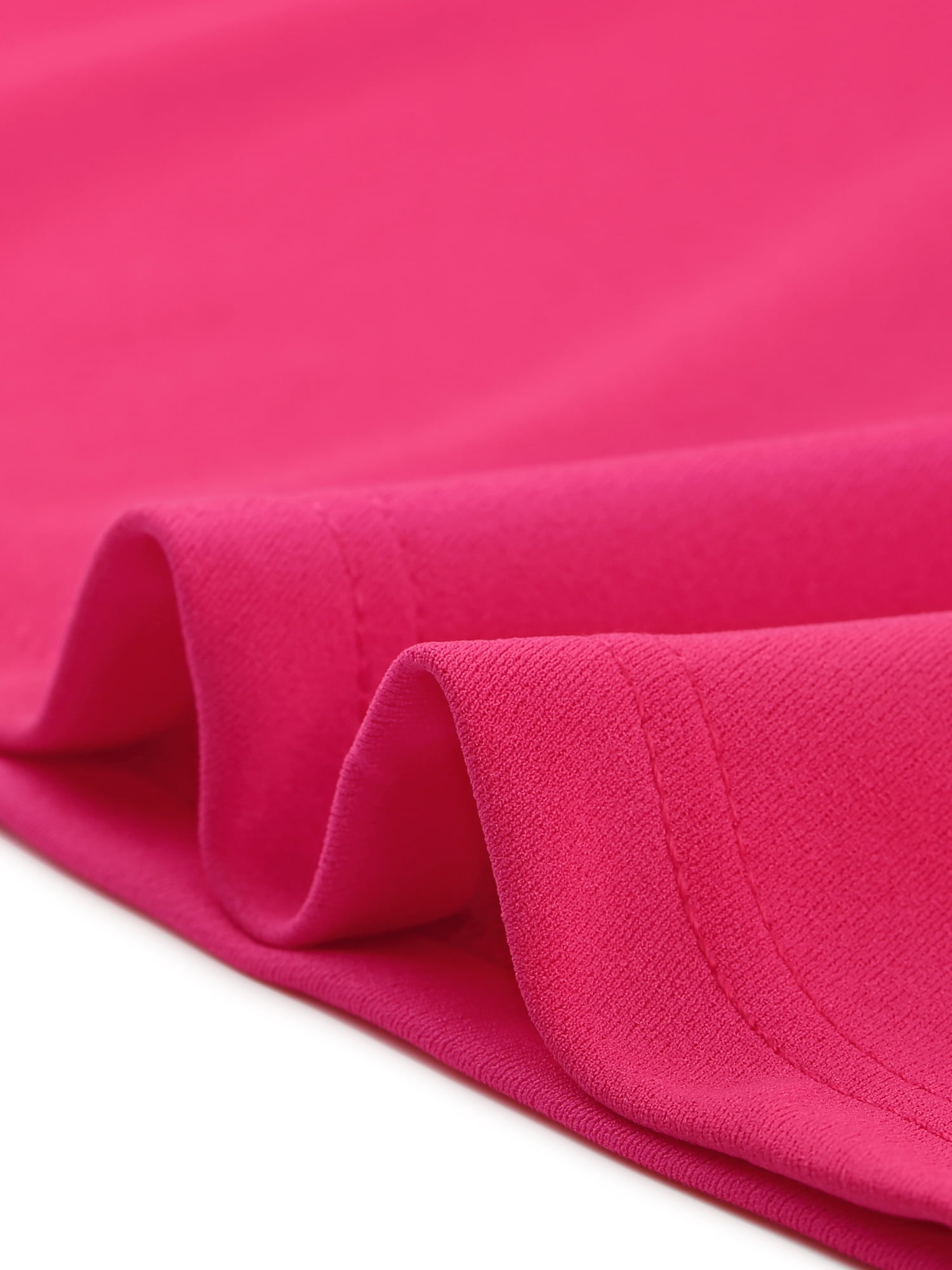 Unique Bargains Women's Retro Flat Collar Mesh Sheer Sleeve Flared Party Dress L Hot Pink