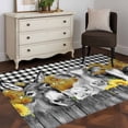 thumbnail image 4 of 2.7x5 Washable Area Rug, Farm Non-Slip Rectangle Rug for Bedroom Bedside, Retro Farmhouse Donkey Pig Cow Sunflower Leaf Wood Fence Black Plaid Indoor Floor Mat for Home Decor, 4 of 9