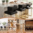 thumbnail image 6 of 26" Bar Stools Set of 4, Faux Leather Counter Height Bar Stools with Square Open Backrest and Metal Frame, Kitchen Counter Chair for Island, Home Bar, Pub, 6 of 10