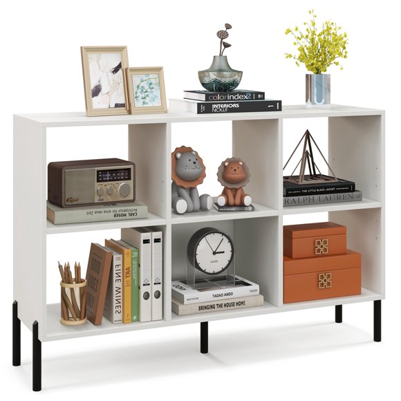 Costway 6 Cube Storage Shelf Organizer Bedroom Bookcase Square Cubby Cabinet White