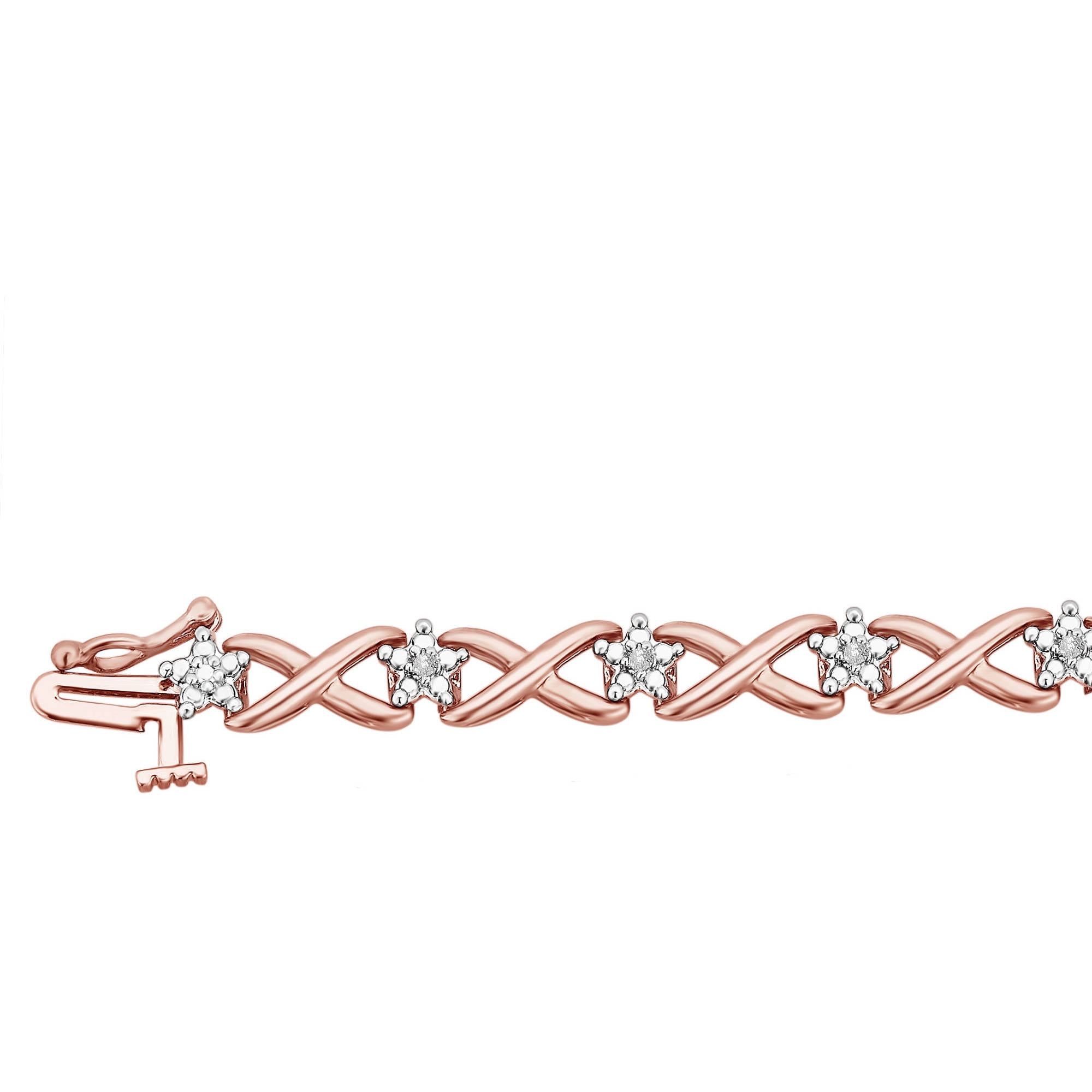 1/10 Carat T.W. Diamond Rose-Tone Fashion Link Bracelet, 7.5"