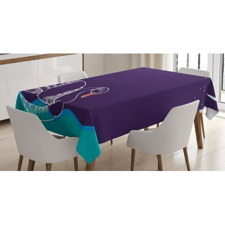 

Animal Decor Tablecloth Silhouette of Big Winged Swan on Waves in Lake Dark Starry Night Graphic Art Rectangular Table Cover for Dining Room Kitchen 52 X 70 Inches White Blue by Ambesonne