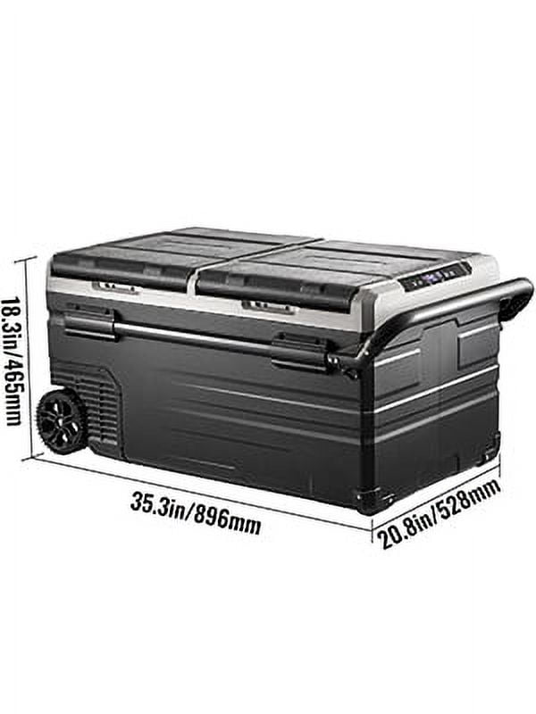 VEVOR Portable Car Freezer, 100 Quart Portable Refrigerator Freezer, 95L Dual Storage Zone Camping Freezer, -4℉~68℉ 12 Volt Fridge Freezer, Car Freezer for Car and Home Use, DC 12/24V, AC 100-240V