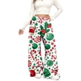 thumbnail image 2 of Women's Casual Wide Leg Pants, Christmas Print Elastic Waist Loose Plush Trousers, Cozy Winter Trousers for Indoor and Outdoor Casual Wear,Multicolor,L, 2 of 4
