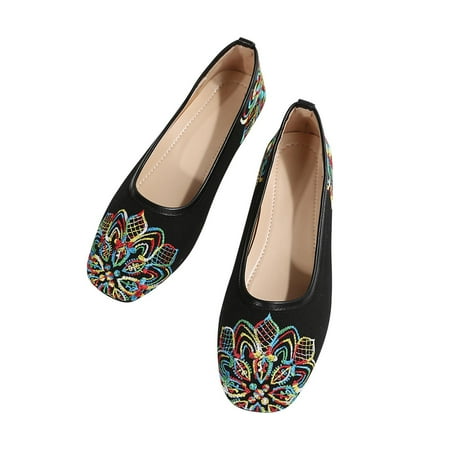 

Aueoeo Summer Ladies Shoes Casual Women s Sandals Embroidered Flat Bottom Sandals Clearance