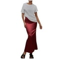 thumbnail image 4 of Elvqul Womens Soft Skirts Elastic Winter Wine High Waist Trendy Comfortable Plain Long Skirts for Juniors, 4 of 7
