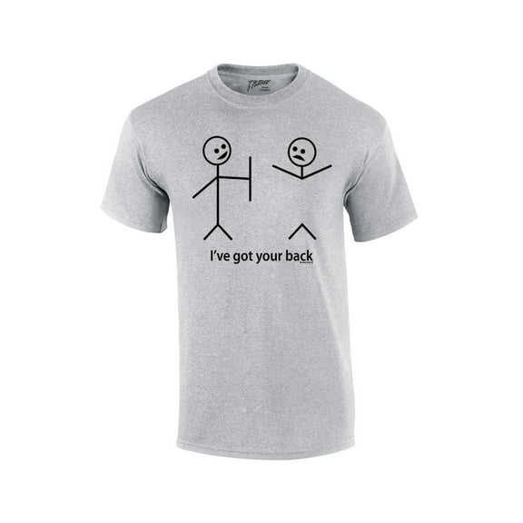 Funny Short Sleeve T-shirt I've Got Your Back Stick Figures Humorous Sarcastic Phrases Novelty Short Sleeve T-shirt-Sportsgray-XXL