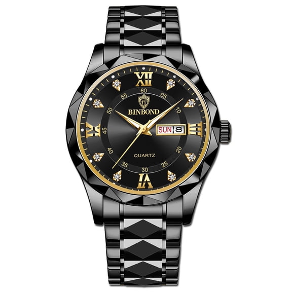 Resicozy Men's Wrist Watches Elegant Stainless Steel Strap Round Dial Quartz Watch with Day Date
