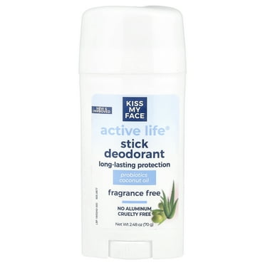 Kiss My Face Fragrance FREE Natural Active Life Deodorant Stick,  2.48oz, 1pc