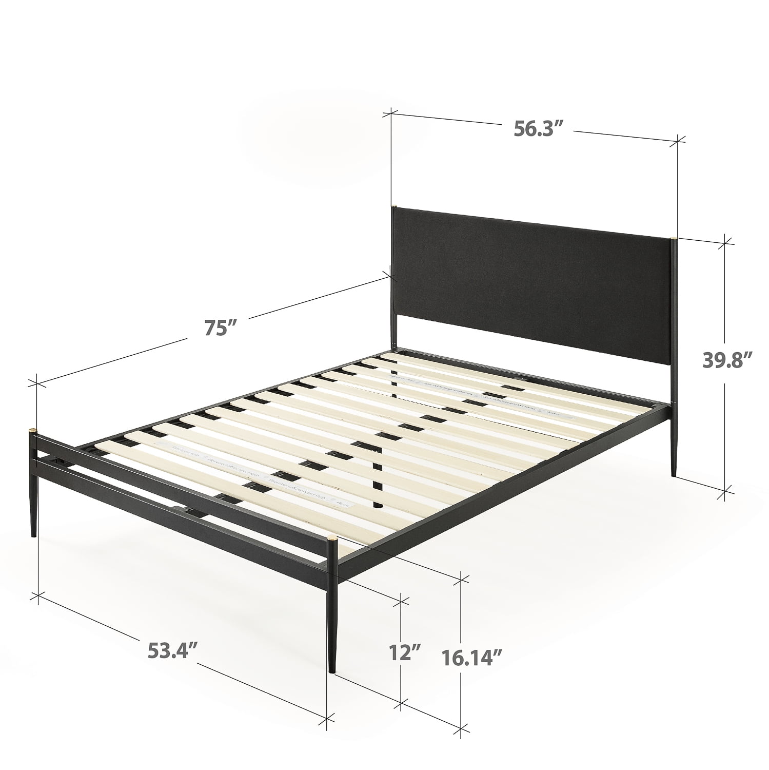 Bellamy Studios Clarrisa 40" Metal Platform Bed Frame, Full, Black
