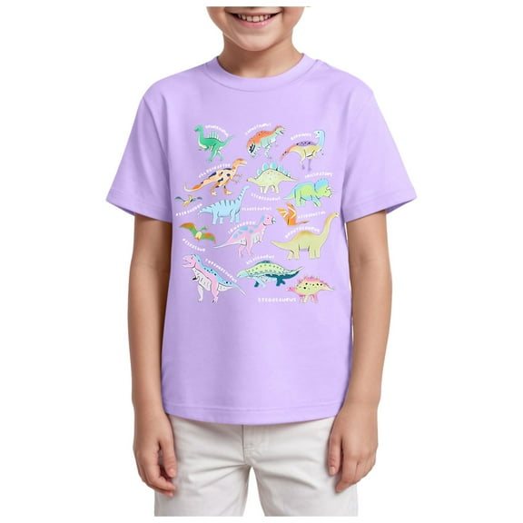 Gubotare Boys' T-Shirts Toddler Baby Boy Girl Shirt Cute Graphic T-Shirt Funny Tee Short Sleeve Tops Sizes 11-12T (Light Purple,11-12 Years)