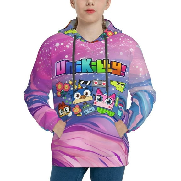 Unikitty! Hoodies Pullover For Boys Girls 3d Printed Hooded Sweatshirt Long Sleeves Small