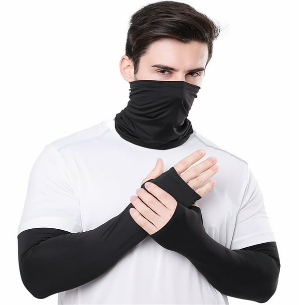 Mangas de protección solar Jadeshay bufanda traje cubierta para el cuello y el brazo negro
