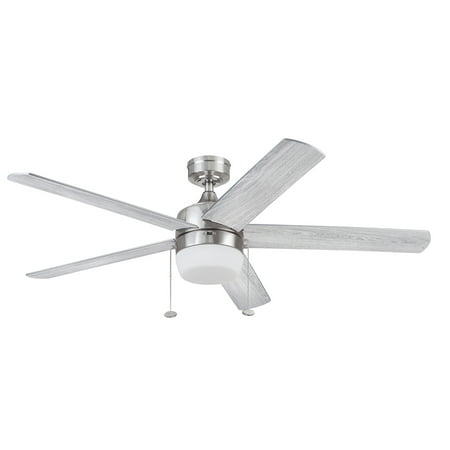 

Better Homes & Gardens Pearce 52 Nickel Modern Ceiling Fan with Light 5 Blades Pull Chains & Reverse Airflow
