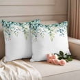 thumbnail image 2 of Eucalyptus Leaf Pillow Covers 2 Pack Spring Teal Green Plant Rustic Farmhouse Watercolor Pillowcase Waterproof Outdoor Throw Pillow Cover for Patio Garden Square Cushion 18”x18”, 2 of 9