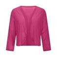 thumbnail image 4 of Women's Sequin Jackets Long Sleeve Open Front Solid Cardigan Coat Lightweight Fall Fashion Party Casual Classic Blazer Hot Pink L, 4 of 7