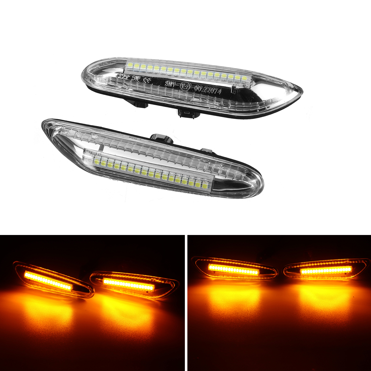 2pcs Dynamic LED Side Marker Repeater Indicator Lights For BMW E46 E60