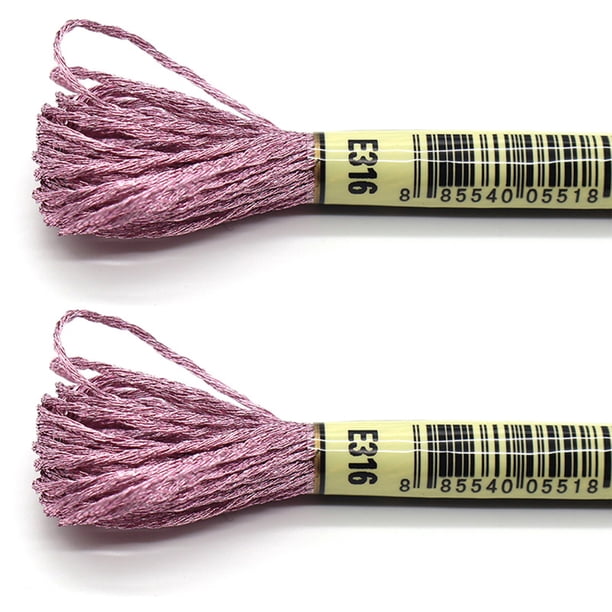 Yuarrent Hilo de bordar de 2 piezas, accesorios metálicos para bricolaje, suministros de hilo para manualidades, ovillos de costura, hermosas Artesanía rosa violetaE316