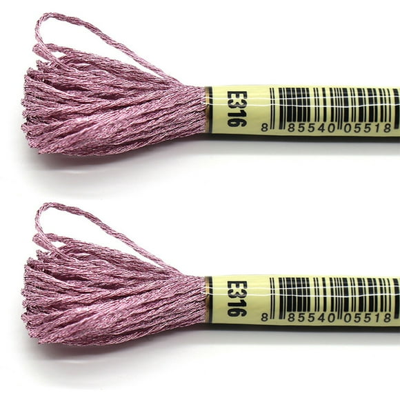 ziyahi 2 Pieces Embroidery Threads Metallic Needle Crafts Knitting Supply Handcraft String Supplies Sewing Skeins Beautiful Decorations pink purpleE316