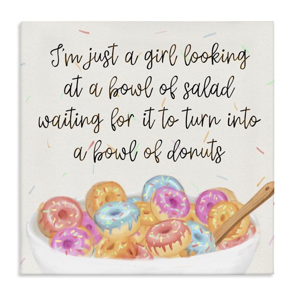 Stupell Industries Eclectic Just a Girl Looking for Donuts Canvas Art, 17 x 17, by Ziwei Li
