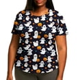thumbnail image 2 of Women's Plus Halloween Short Sleeve T-Shirt Summer Fall Crewneck Pumpkin Printed Graphic Tee Tops M-5XL, 2 of 6