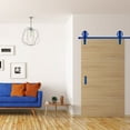 thumbnail image 6 of Premium Wagon Wheel Strap Barn Door Hardware Set W/ 6' Track For 2 1/4" Doors, Blue Ribbon, 6 of 16