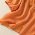 thumbnail image 6 of Womens Summer Gauze Tops Vintage Floral Embroidered 3/4 Sleeve Top Loose Fit Boho Dressy Casual Blouses Trendy, 6 of 7