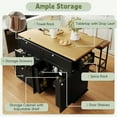 thumbnail image 5 of DTTRA 47" Farmhouse Kitchen Island Set with 2 Stools, Drop Leaf Table & Power Outlet, Black, 5 of 7