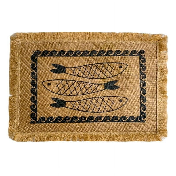 Zhuge Manteles individuales de yute, manteles para mesa de comedor, protectores de superficies, manteles antideslizantes y lavables(juego de 4, tamaño 17,7 x 11,8 pulgadas, A09)