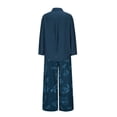 thumbnail image 4 of Blouse à Manches Longues Imprimée Décontractée avec Col Rabattu pour Femmes, Ensemble Pantalon Long Assorti, Mélange de Lin, Coupe Décontractée, pour Usage Quotidien et Fêtes, 4 of 8