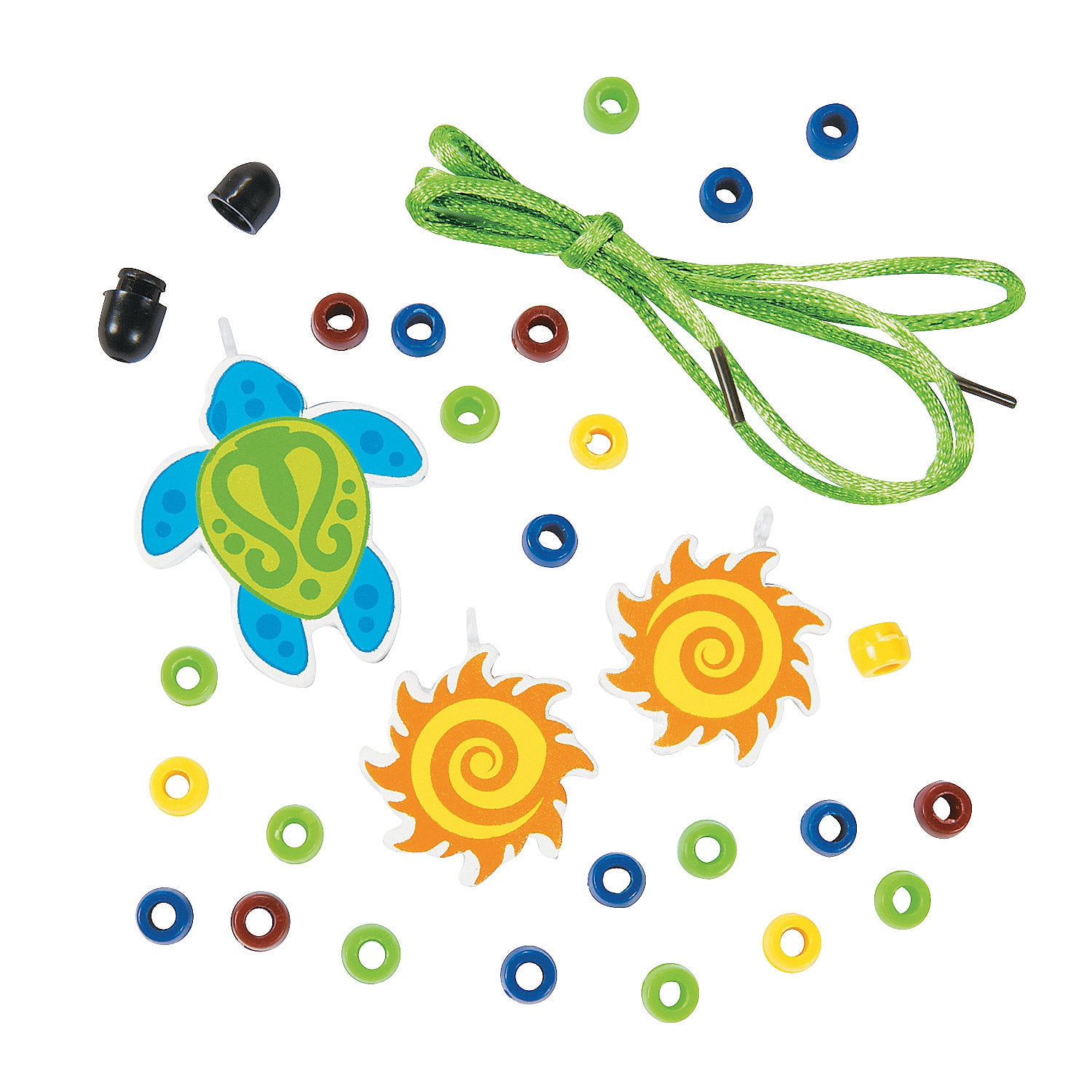 Sea Turtle Beaded Necklace Craft Kit, Makes 12, Craft Kits, Summer, 12 Pieces