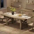 thumbnail image 2 of EDTara Farmhouse Dining Table, 71 Inch Wooden Dinner Table With Thick Frame and Triangular Legs for Kitchen or Office, 2 of 8