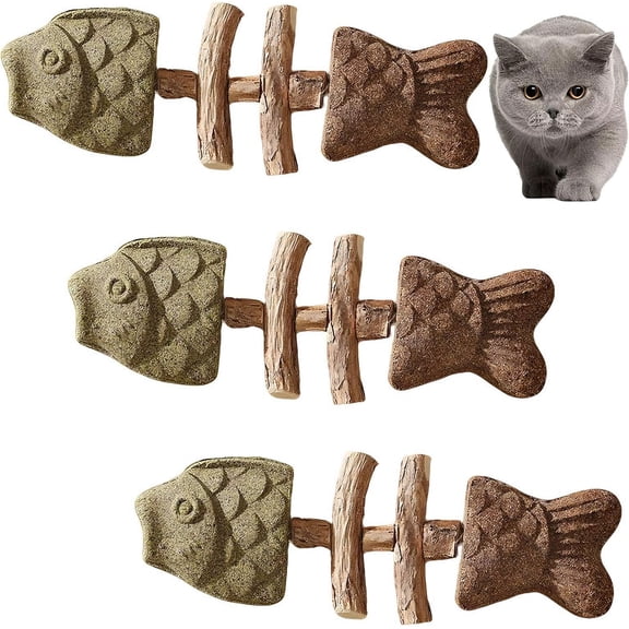 Fix Cat Dental Health, Natural Dental Chew for Cats, Fishbone Shape Cat Teething Toy with Catnip, Durable Feline Tooth Care Tool for Indoor & Adult Cats