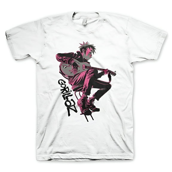 Gorillaz Men's Sitting Pink T-Shirt White Large | Officially Licensed Merchandise