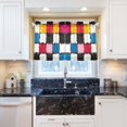 thumbnail image 5 of Yayeee Kitchen Curtains Tier Pair Light Filtering 27"x24" Rod Pocket Short Cafe Window Panel, White Checkered Pattern, 5 of 7