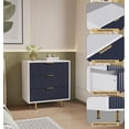thumbnail image 3 of 3 Drawer Dresser for Bedroom, Fluted Modern Nightstand with Deep Drawers, Chest of Drawers with Wide Top, Wooden Dresser Organizer, Side Table, 3 of 6