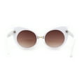 thumbnail image 4 of Womens Oversize Round Circle Lens Curled Ears Cat Eye Sunglasses White Brown, 4 of 4