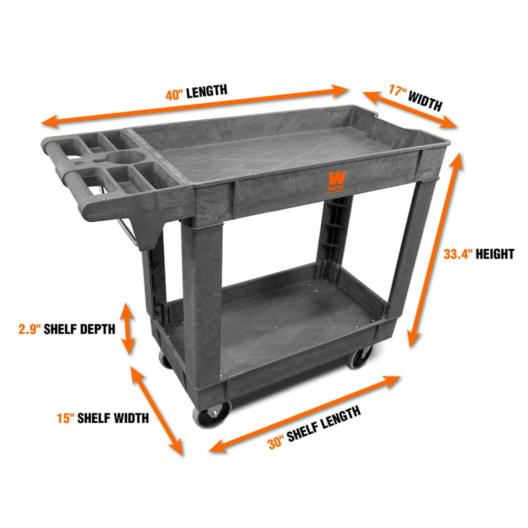 Southwire Large 2-Shelf Utility/Service Cart, Lipped Shelves, 500 lbs.  Capacity for Warehouse/Garage/Cleaning/Manufacturing 65240240 - The Home  Depot