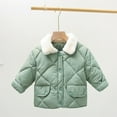 thumbnail image 5 of Scyoekwg Girls Jacket Toddler Girls Cotton Clothing Winter Thickened Jacket Solid Color Long Sleeve Button Jacket Outwear (Blue,2-3 Years), 5 of 5