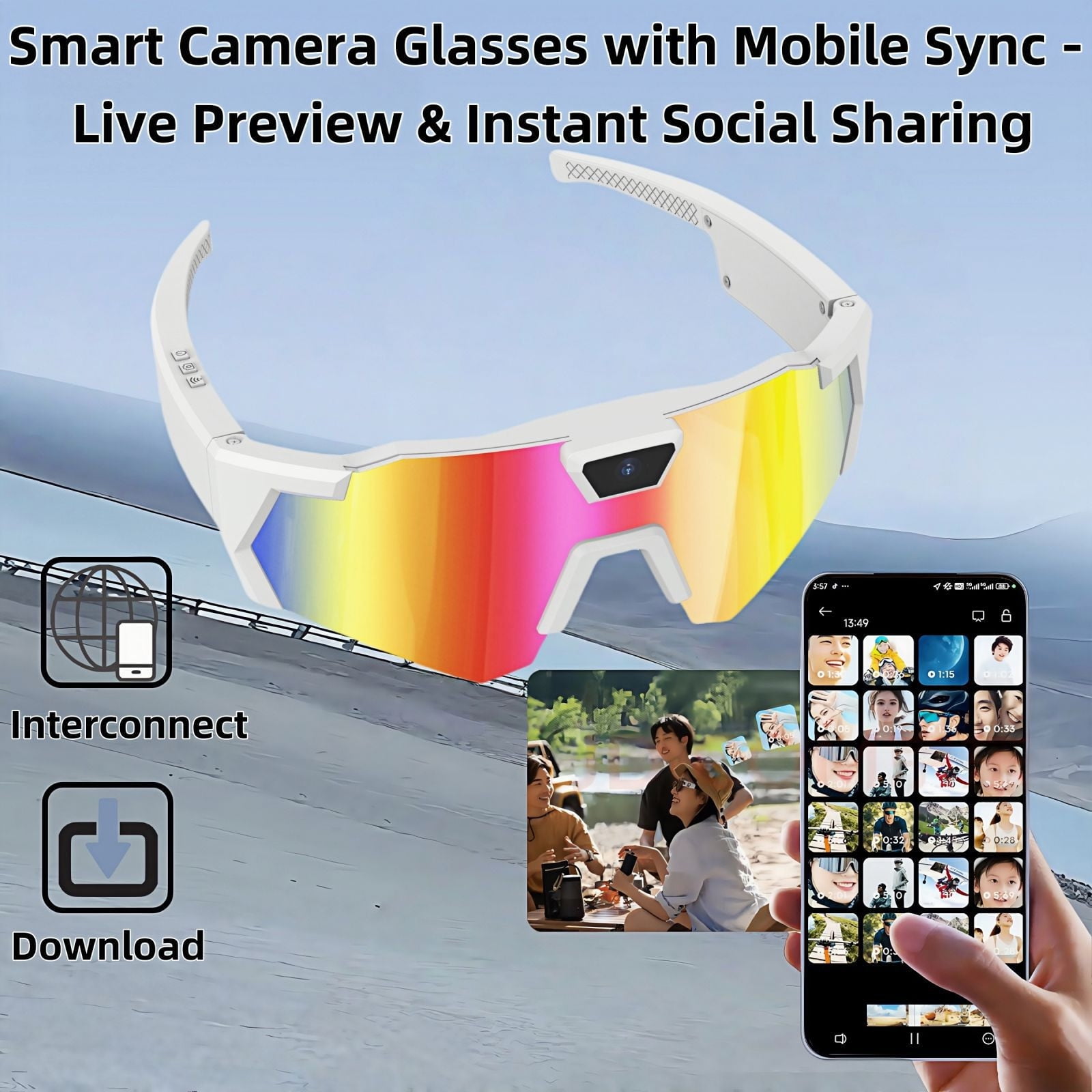 20264K HD Baseball Glasses with Camera, 120° Ultra Wide Angle Smart Video and Audio Recording Sunglasses for Men/Women,Suitable for for Baseball and Outdoors Cycling