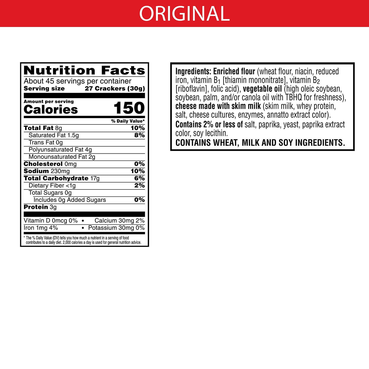 Cheez-It Original Baked Cheese Crackers, Real Snacks, (24 oz, 2 Ct) Pack of 2