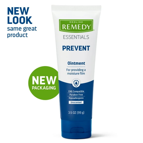 Medline Remedy Essentials Unscented Ointment, (3.5 oz Tube), 12 Count, with Aloe, Vitamins A, D & E, Soothing Incontinence Care for Adults,