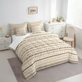 thumbnail image 3 of Manfei Abstract Geometric Geometric Bedding Comforter Set 7-Piece,Boho Stripes Lines Queen Bedding Sets,Brown Beige Queen Sheet Sets,Lightweight Room Decor Reversible, 3 of 7