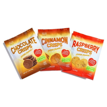 OGO Foods Nutrition Crisps Bites, Chocolate, Cinnamon, Raspberry, 9 Count, 1.4 oz, Crunchy