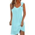 thumbnail image 1 of Vestido casual para mujer Vestido de verano Vestido lencero Vestido fruncido Cita diaria Salir Moda Correa básica Sin mangas Ajuste holgado Azul / S, 1 of 5