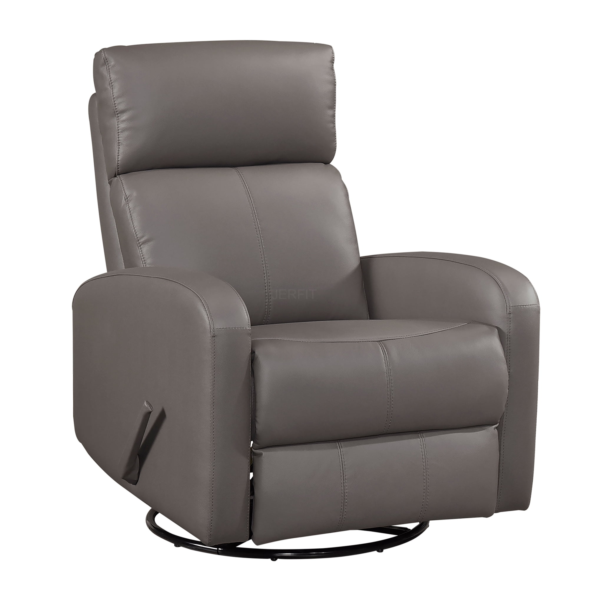 JERFIT 360 Swivel Glider Recliner Chair, Top Grain Leather Upholstery with Power Recline, High Weight Capacity for Living Room, Nursery, Mocha