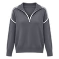 thumbnail image 6 of Atkumj Womens Lightweight Sweaters Stylish Half Zip Stand Collar Pullover Sweaters Casual Solid Color Long Sleeve Knitted Sweaters for Women S, 6 of 10