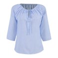 thumbnail image 1 of Blusa George para Mujer, Manga Ranglan con Plisado en Escote con Jareta Azul Talla M, 1 of 4